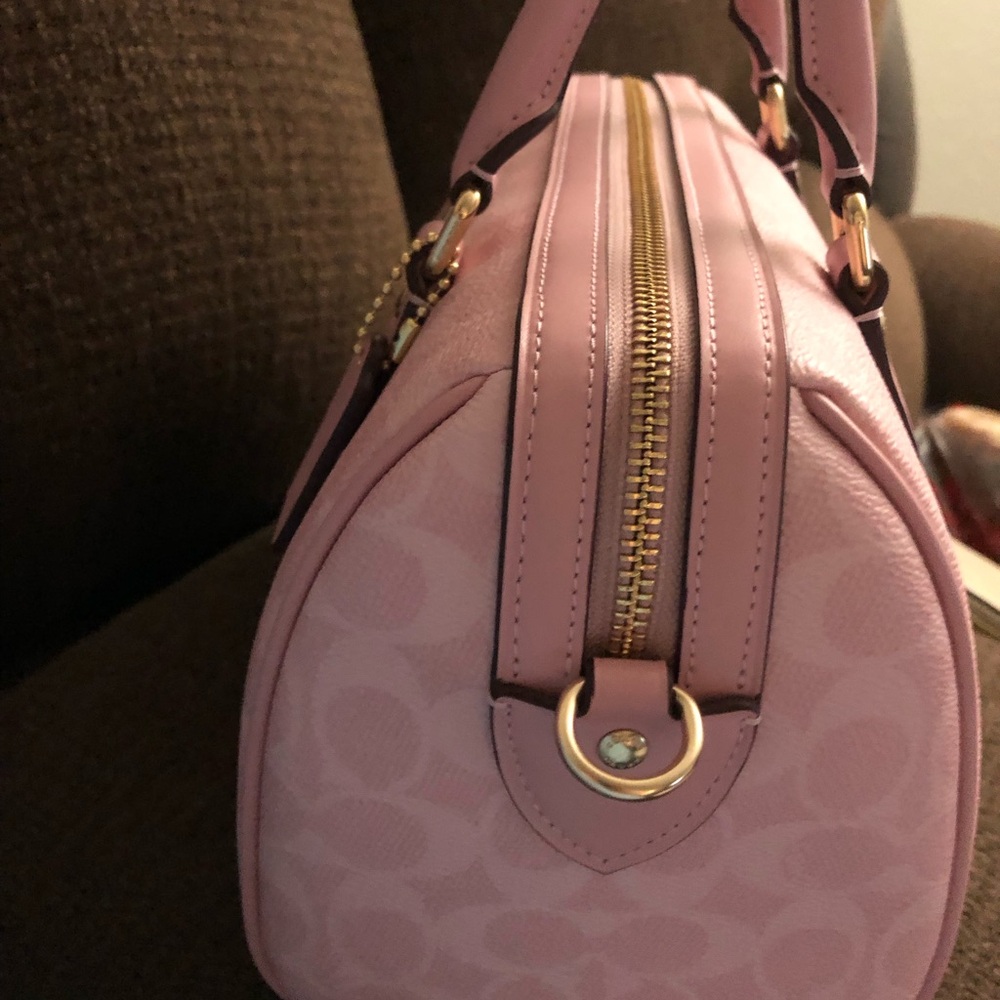 Coach Pink Signature Satchel with Glitter Cherry Charm - Picture 4 of 12